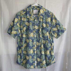 Goodfellow Blue Button Shirt with Pineapple Pattern